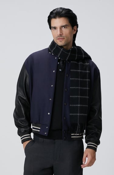  Network Erkek Lacivert Bomber Deri Ceket