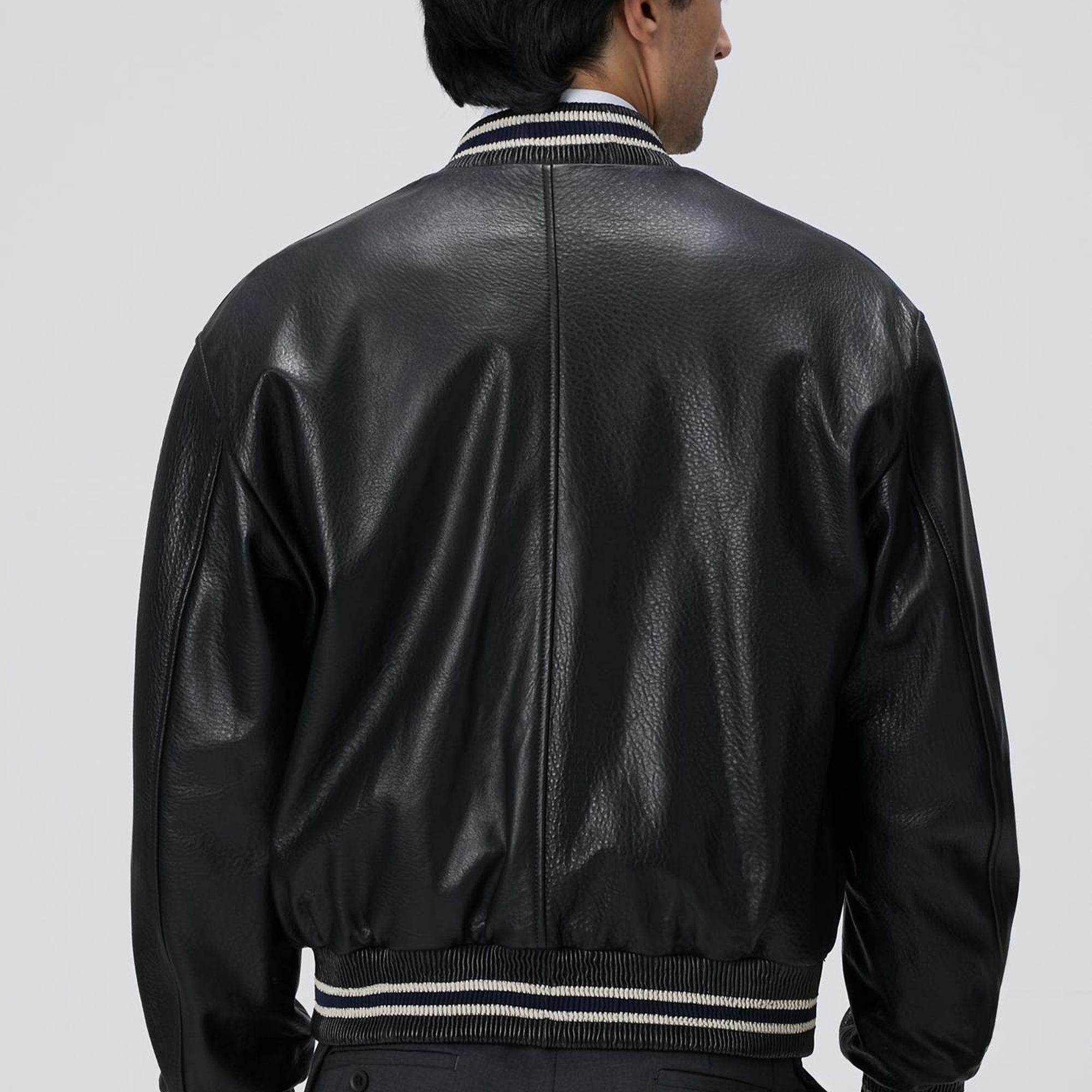 Network Erkek Lacivert Bomber Deri Ceket