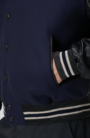  Network Erkek Lacivert Bomber Deri Ceket