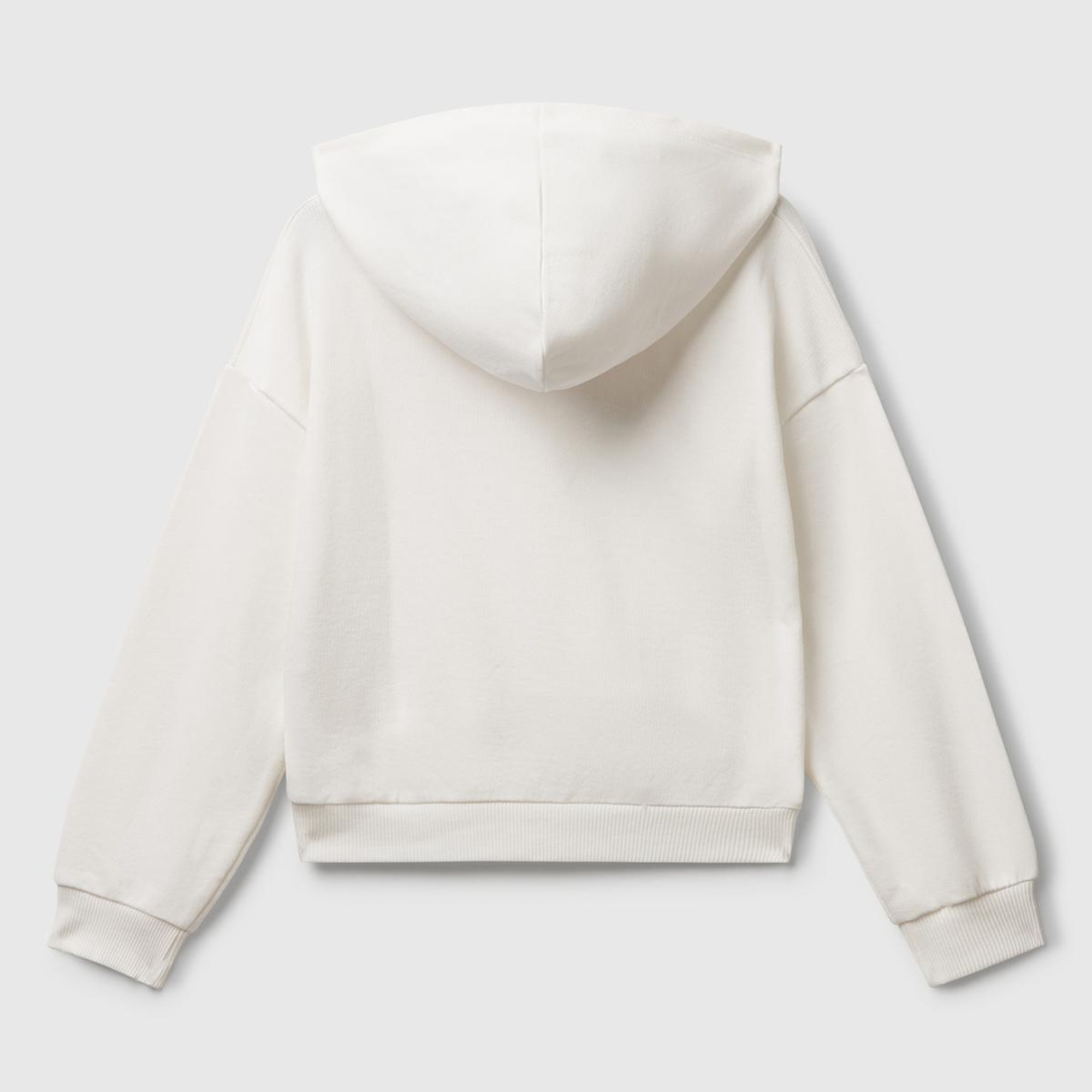 Kız Çocuk Ekru Önü Logo Baskılı Ribanalı Kapüşonlu Sweatshirt