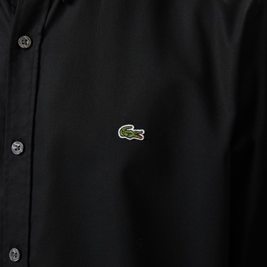  Lacoste Erkek Slim Fit Düğmeli Yaka Siyah Gömlek