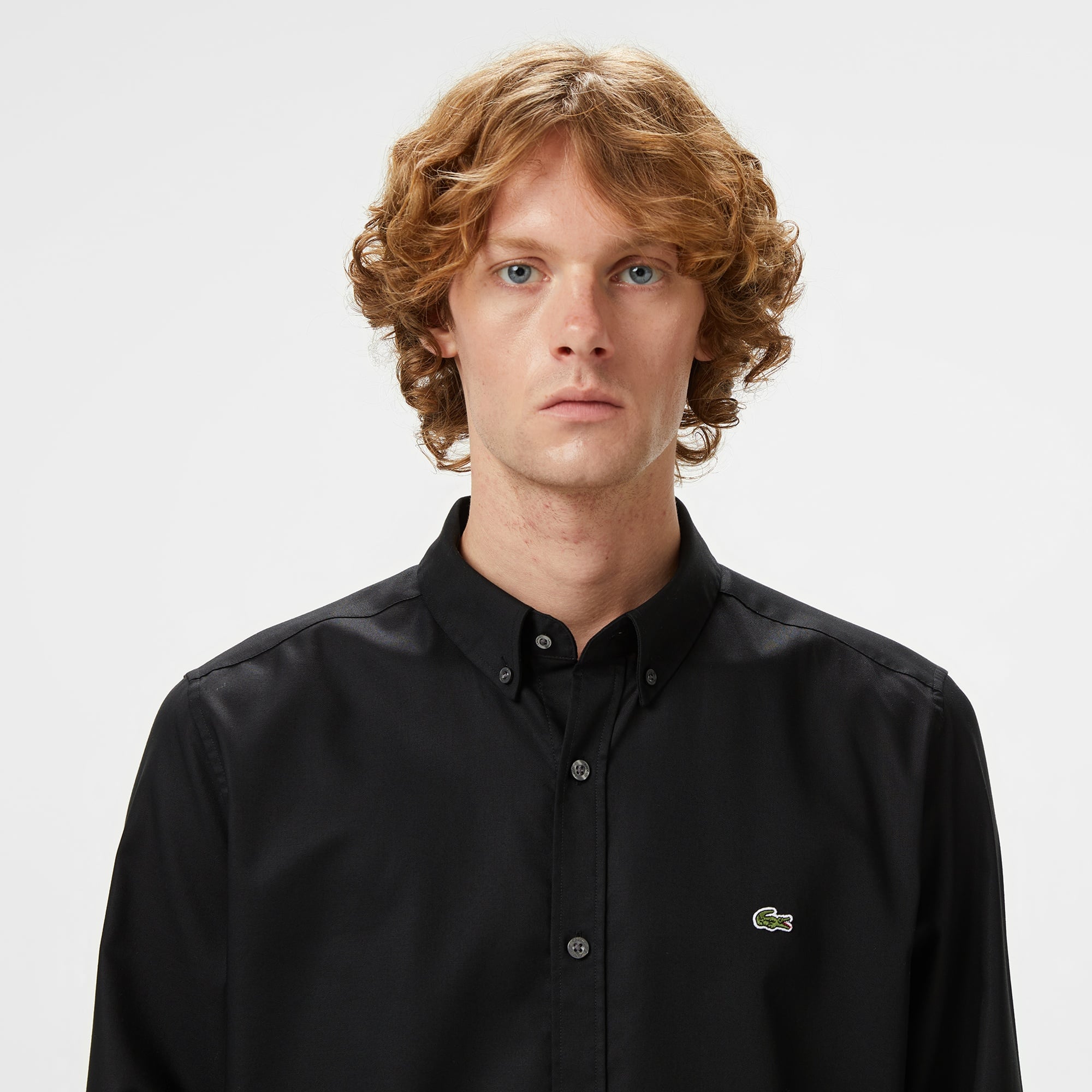 Lacoste Erkek Slim Fit Düğmeli Yaka Siyah Gömlek