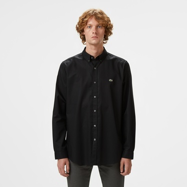  Lacoste Erkek Slim Fit Düğmeli Yaka Siyah Gömlek