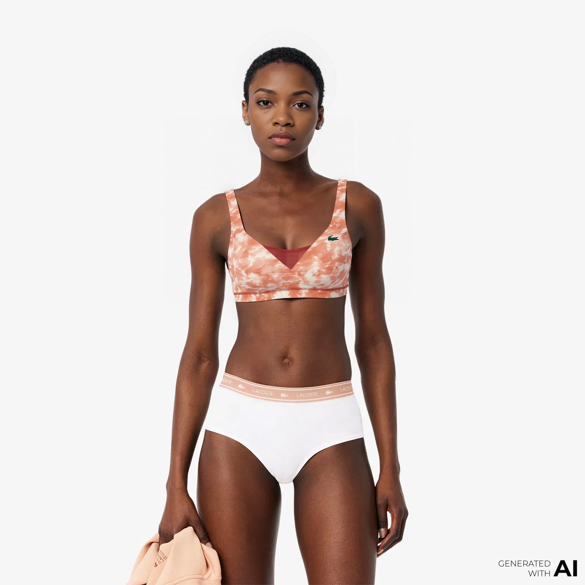  Lacoste Classic Kadın Desenli Turuncu Bra