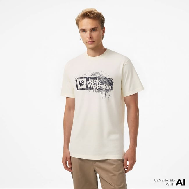  Jack Wolfskin Brand Erkek Krem T-Shirt
