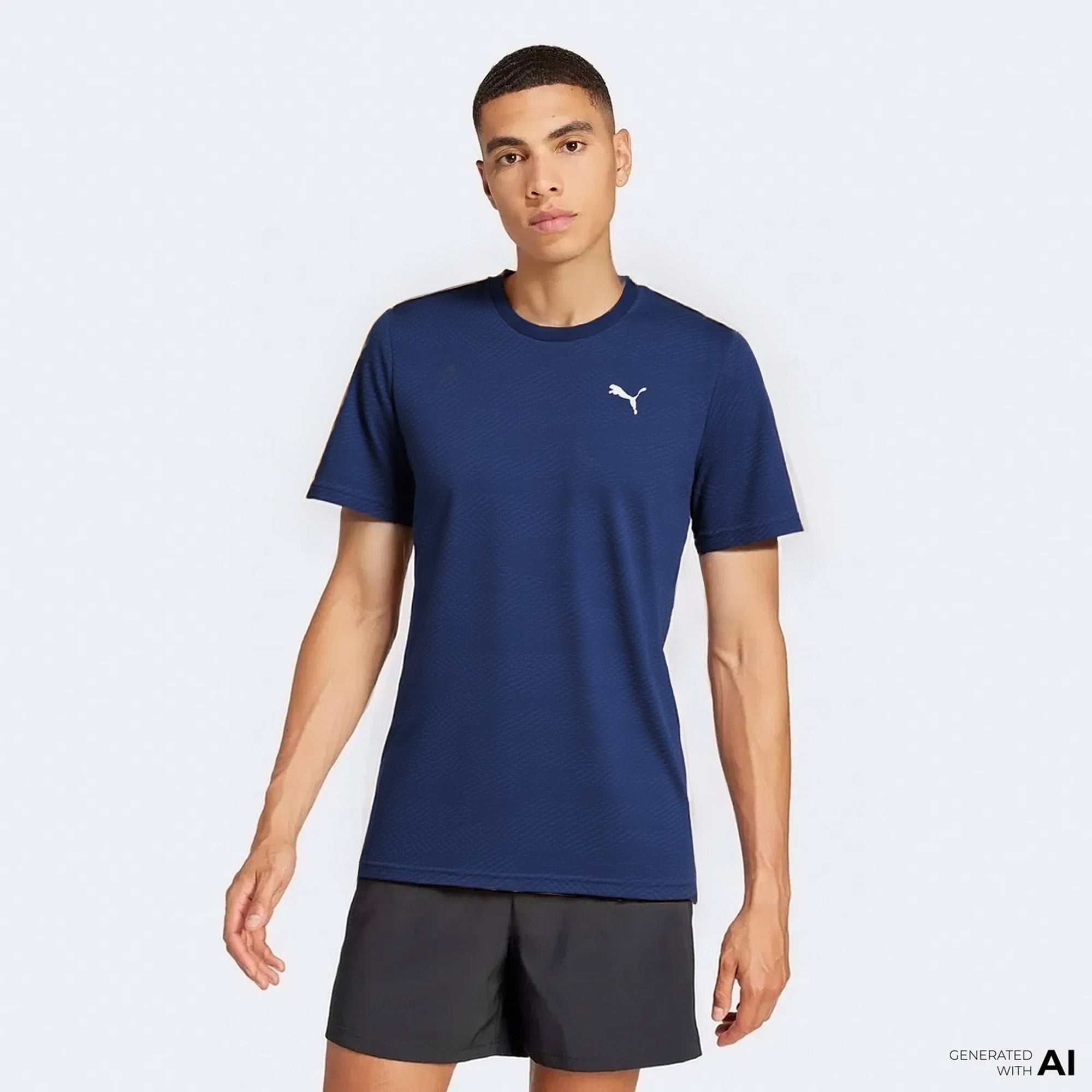 Puma Flex Jacquard Erkek Lacivert Antrenman T-Shirt