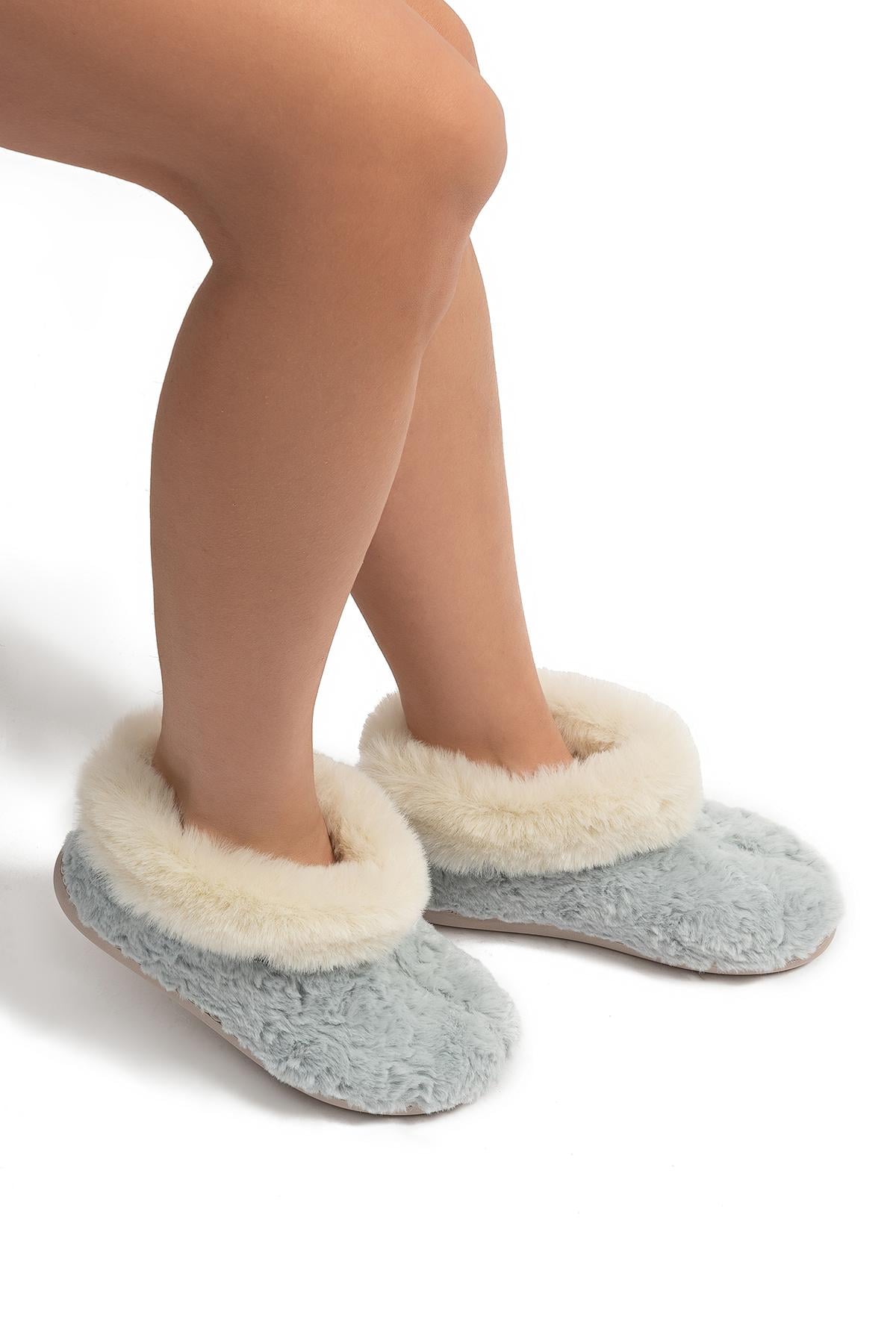  Emily Kadın Kürklü Ev Botu Mavi 37/41