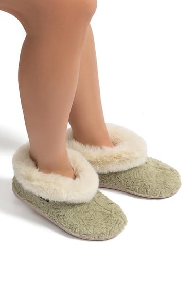  Emily Kadın Kürklü Ev Botu Yeşil 37/41