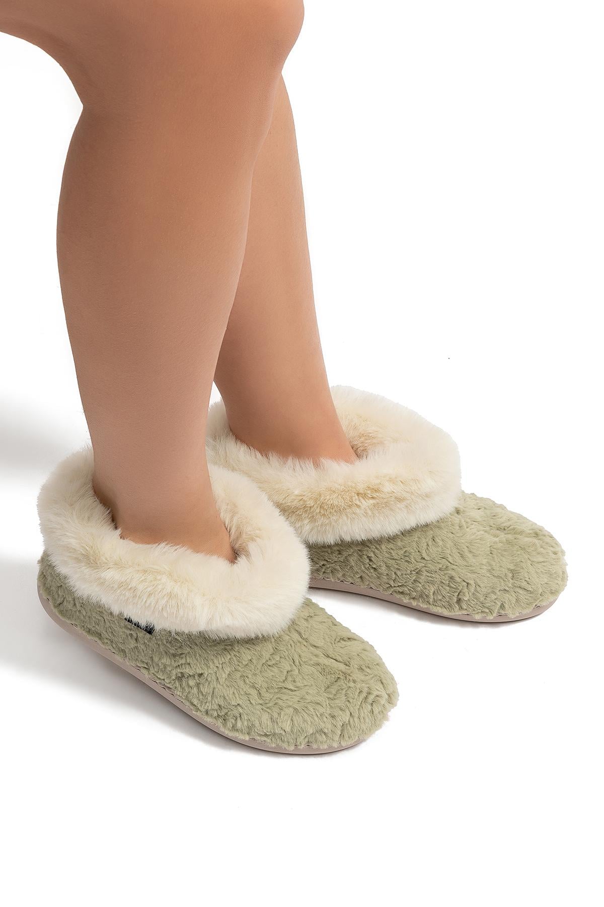  Emily Kadın Kürklü Ev Botu Yeşil 37/41