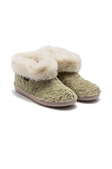  Emily Kadın Kürklü Ev Botu Yeşil 37/41