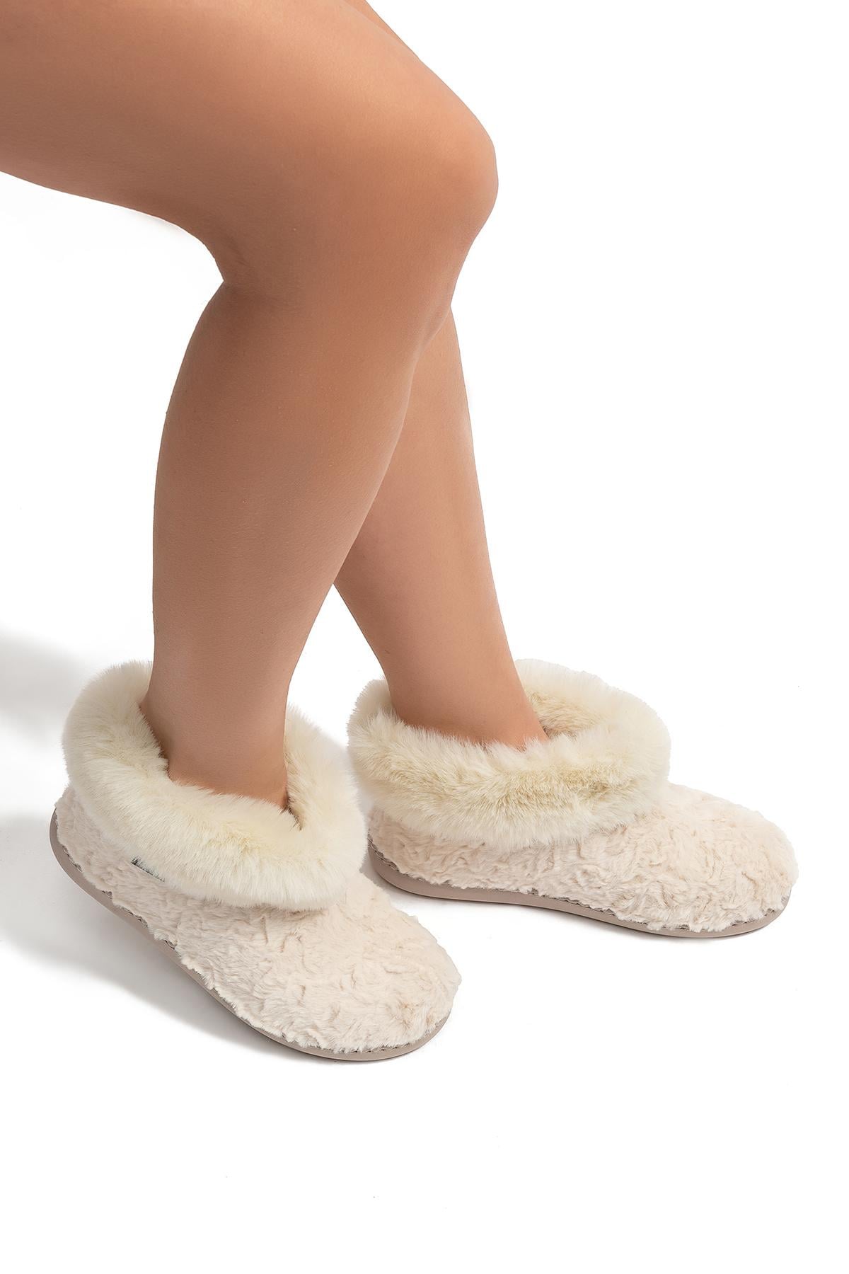  Emily Kadın Kürklü Ev Botu Bej 37/41