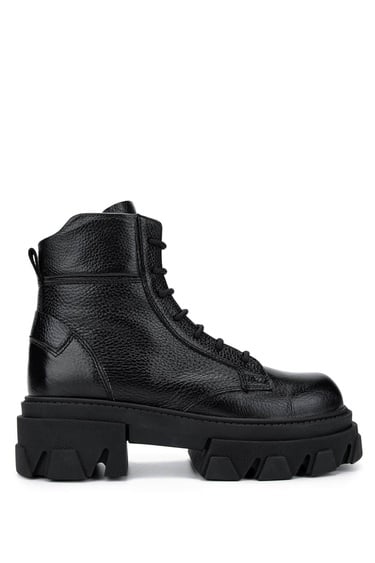  Tamer Tanca Kadın Hakiki Deri Siyah Floter Casual Bot