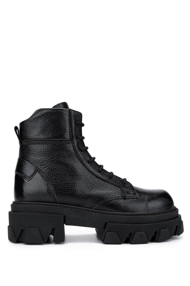  Tamer Tanca Kadın Hakiki Deri Siyah Floter Casual Bot