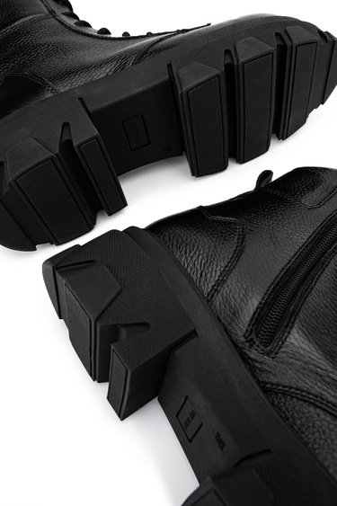  Tamer Tanca Kadın Hakiki Deri Siyah Floter Casual Bot