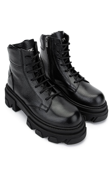  Tamer Tanca Kadın Hakiki Deri Siyah Floter Casual Bot