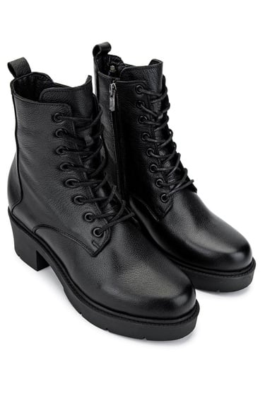  Tamer Tanca Kadın Hakiki Deri Siyah Deri Casual Bot