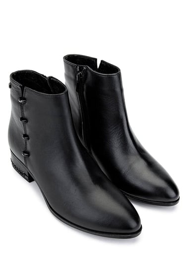  Tamer Tanca Kadın Hakiki Deri Siyah Analin Casual Bot