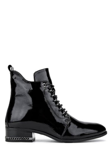  Tamer Tanca Kadın Hakiki Deri Siyah Rugan Casual Bot