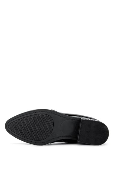  Tamer Tanca Kadın Hakiki Deri Siyah Rugan Casual Bot