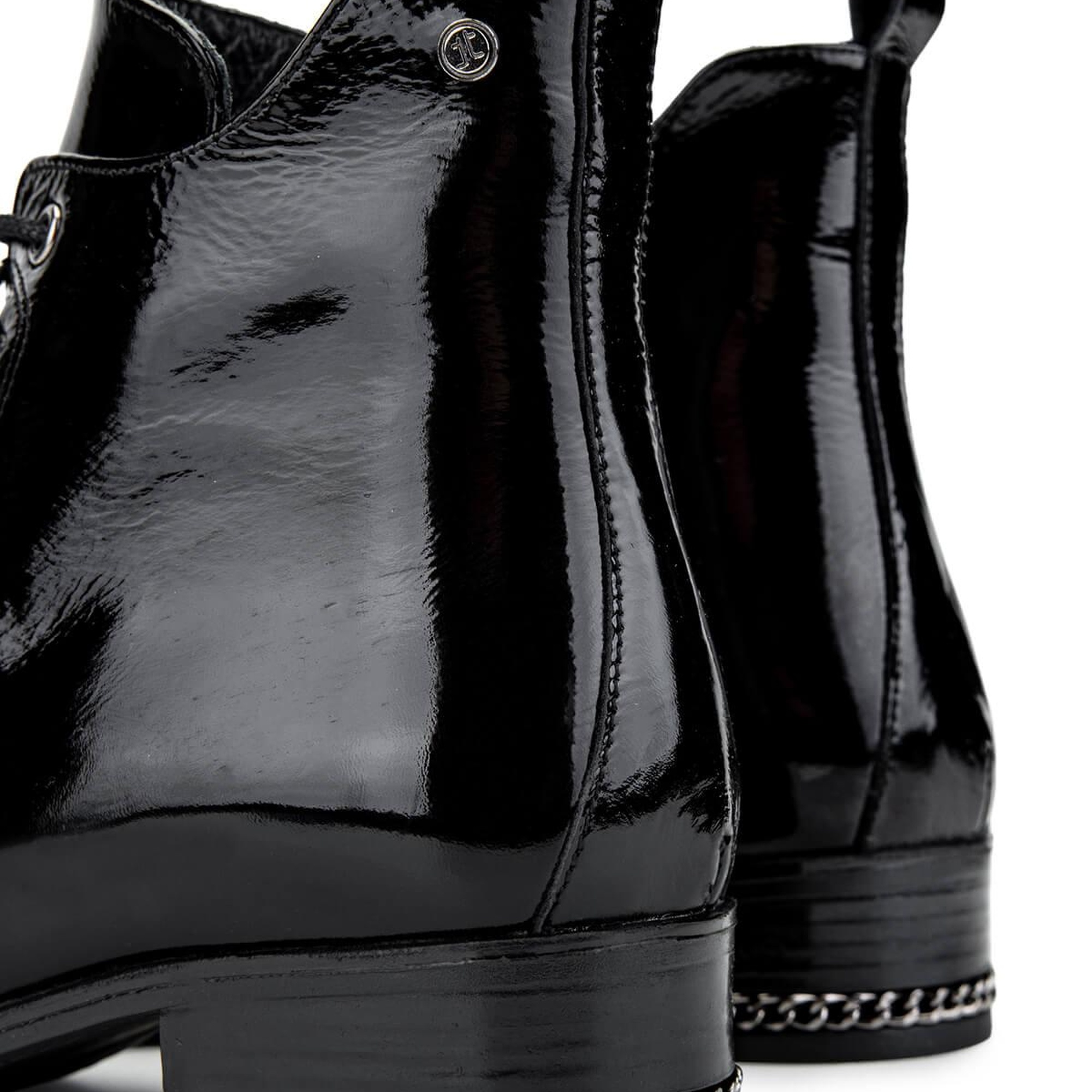 Tamer Tanca Kadın Hakiki Deri Siyah Rugan Casual Bot