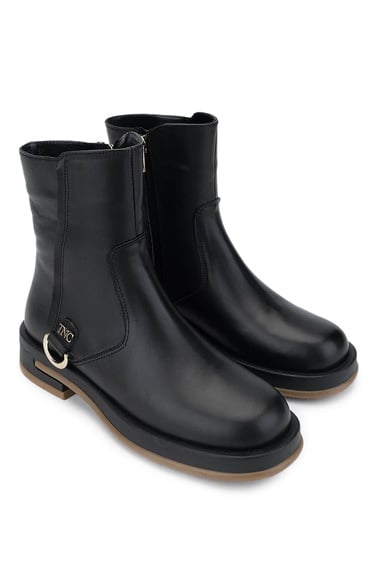  Tamer Tanca Kadın Hakiki Deri Siyah Deri Casual Bot