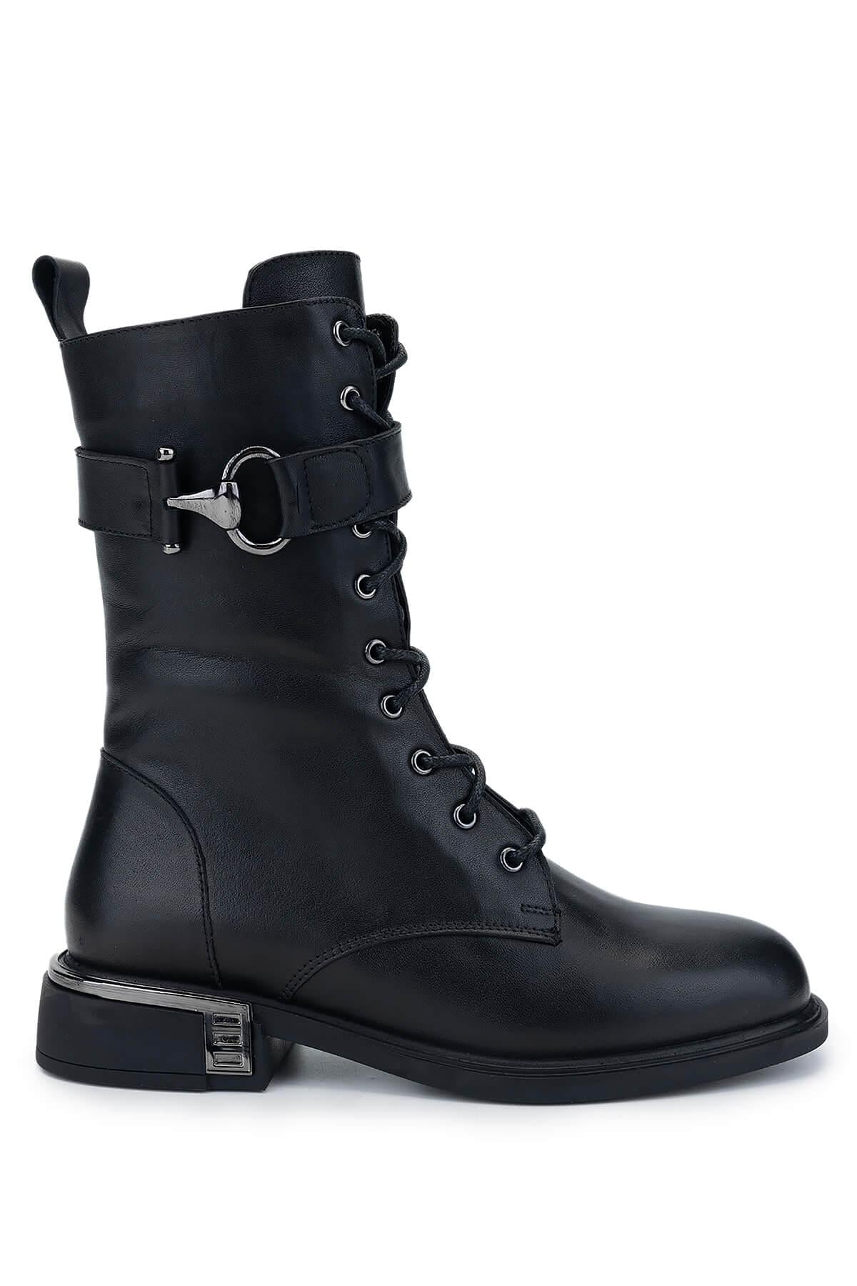  Tamer Tanca Kadın Hakiki Deri Siyah Deri Casual Bot