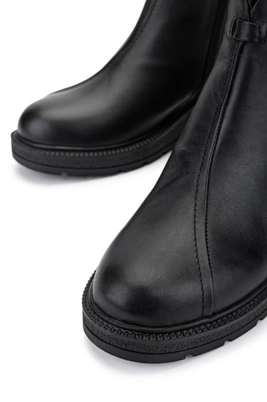  Tamer Tanca Kadın Hakiki Deri Siyah Deri Casual Bot