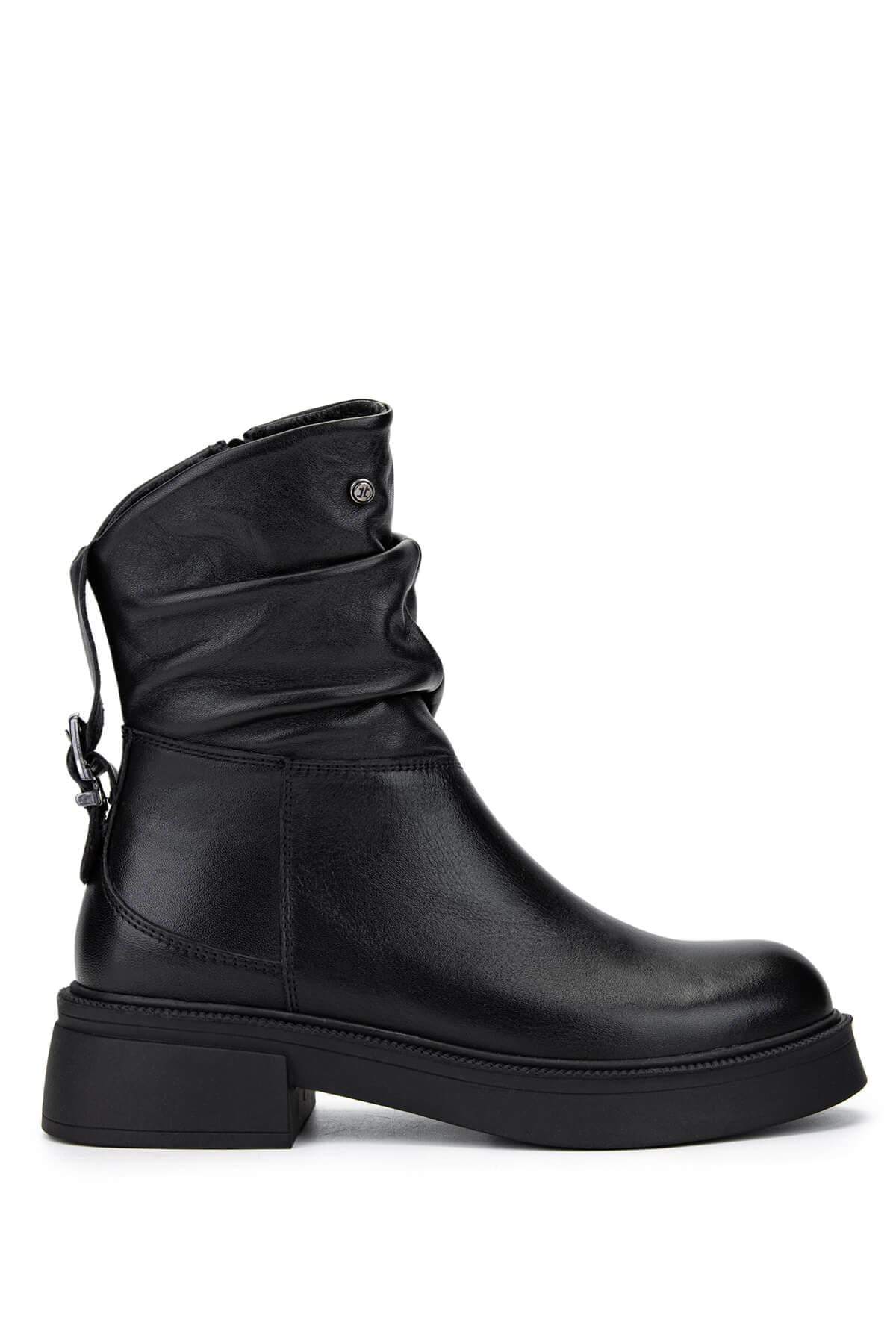  Tamer Tanca Kadın Hakiki Deri Siyah Deri Casual Bot