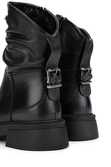  Tamer Tanca Kadın Hakiki Deri Siyah Deri Casual Bot