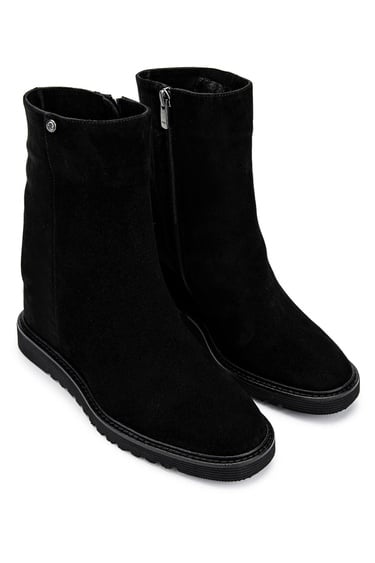  Tamer Tanca Kadın Hakiki Deri Siyah Süet Casual Bot