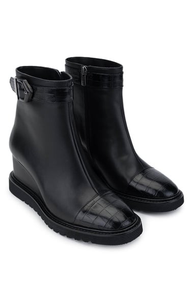  Tamer Tanca Kadın Hakiki Deri Siyah Deri Casual Bot