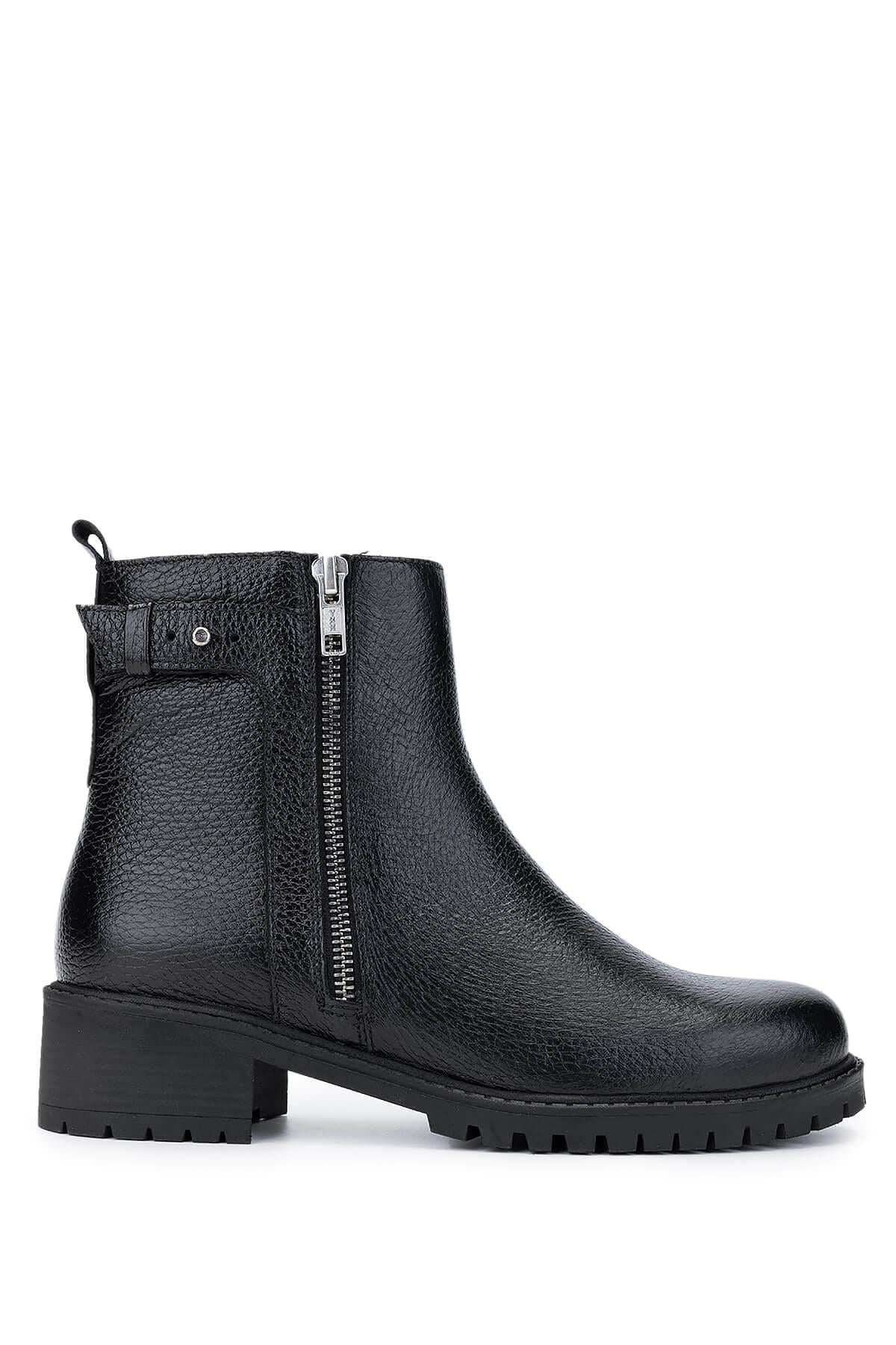  Tamer Tanca Kadın Hakiki Deri Siyah Floter Casual Bot