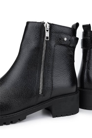  Tamer Tanca Kadın Hakiki Deri Siyah Floter Casual Bot