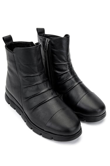  Tamer Tanca Kadın Hakiki Deri Siyah Deri Casual Bot