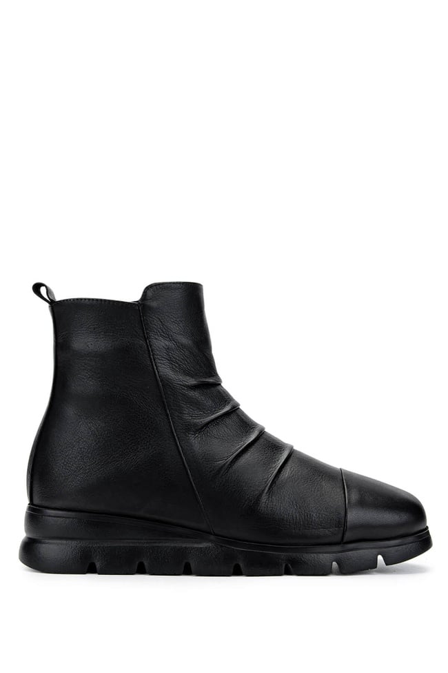  Tamer Tanca Kadın Hakiki Deri Siyah Deri Casual Bot