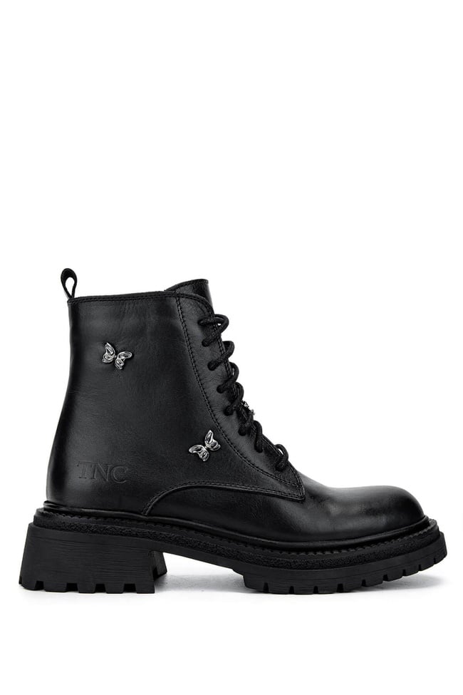  Tamer Tanca Kadın Hakiki Deri Siyah Deri Casual Bot