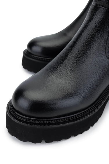  Tamer Tanca Kadın Hakiki Deri Siyah Floter Casual Bot