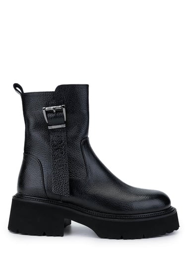  Tamer Tanca Kadın Hakiki Deri Siyah Floter Casual Bot