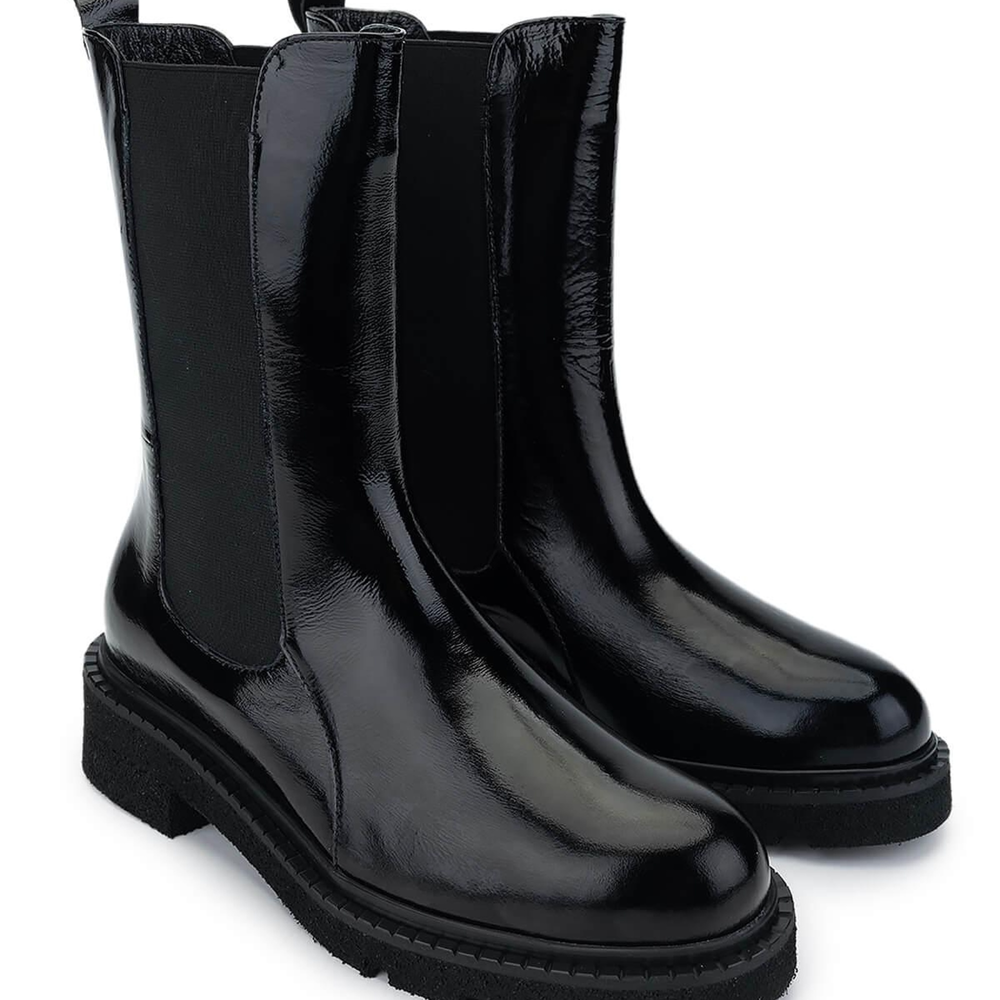 Tamer Tanca Kadın Hakiki Deri Siyah Rugan Casual Bot