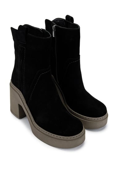  Tamer Tanca Kadın Hakiki Deri Siyah/Haki Casual Bot