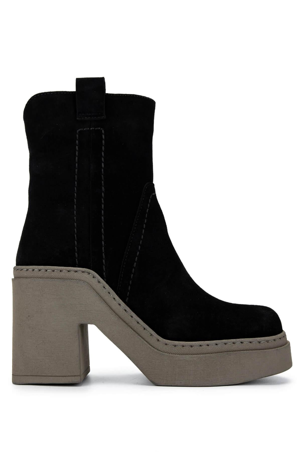  Tamer Tanca Kadın Hakiki Deri Siyah/Haki Casual Bot