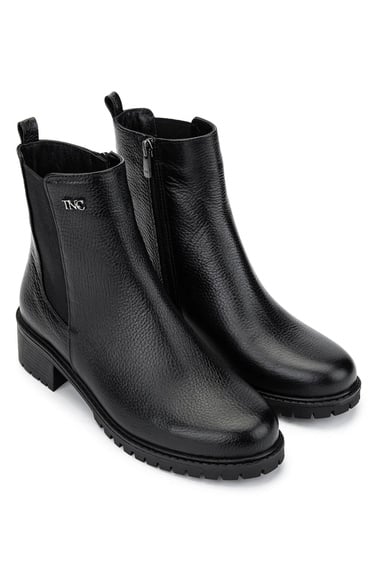  Tamer Tanca Kadın Hakiki Deri Siyah Floter Casual Bot