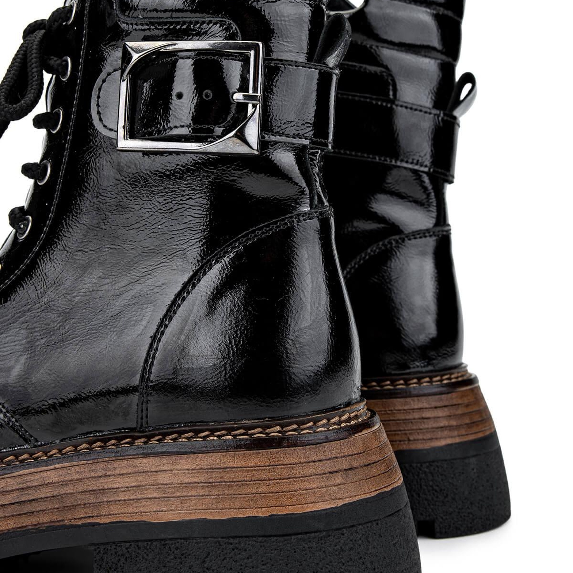 Tamer Tanca Kadın Hakiki Deri Siyah Rugan Casual Bot