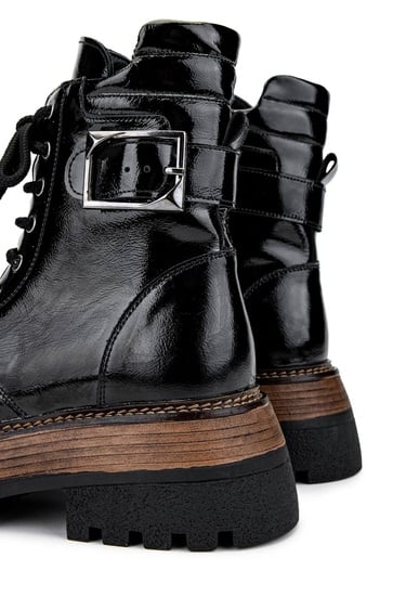  Tamer Tanca Kadın Hakiki Deri Siyah Rugan Casual Bot