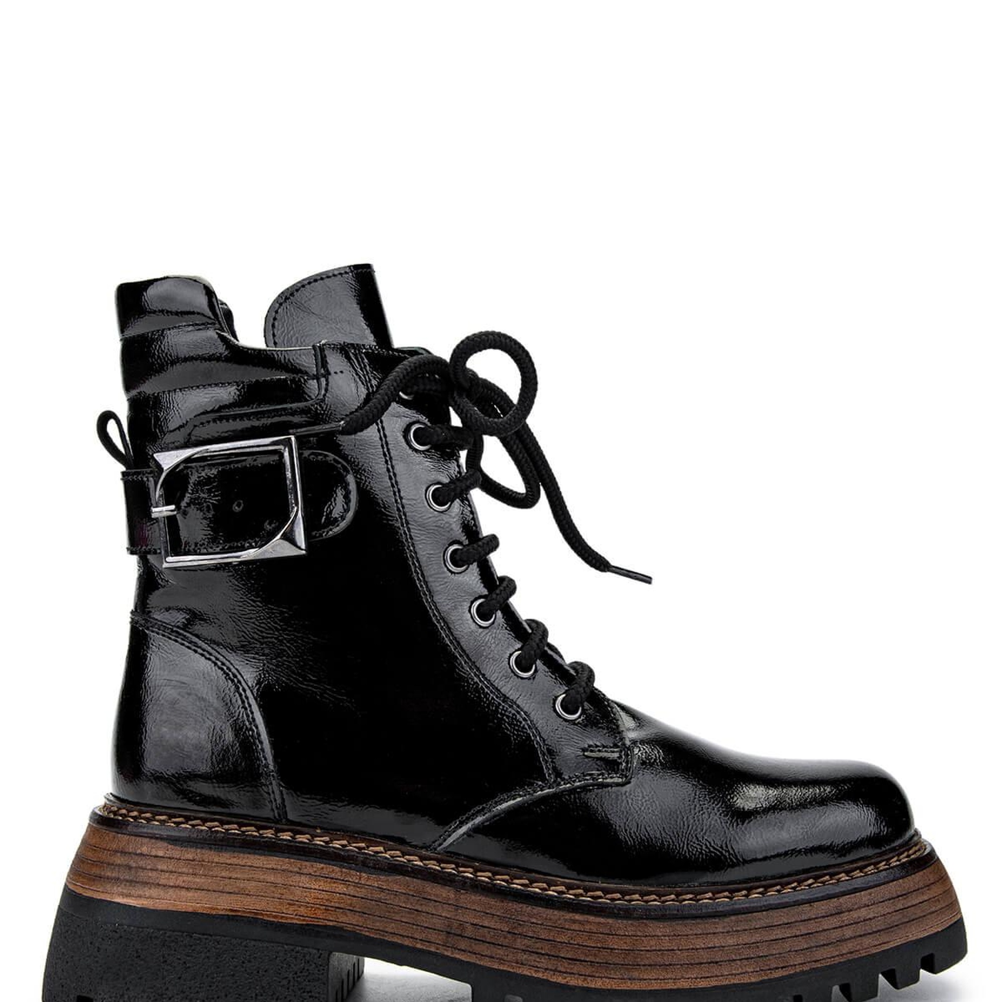 Tamer Tanca Kadın Hakiki Deri Siyah Rugan Casual Bot