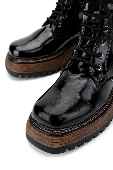  Tamer Tanca Kadın Hakiki Deri Siyah Rugan Casual Bot