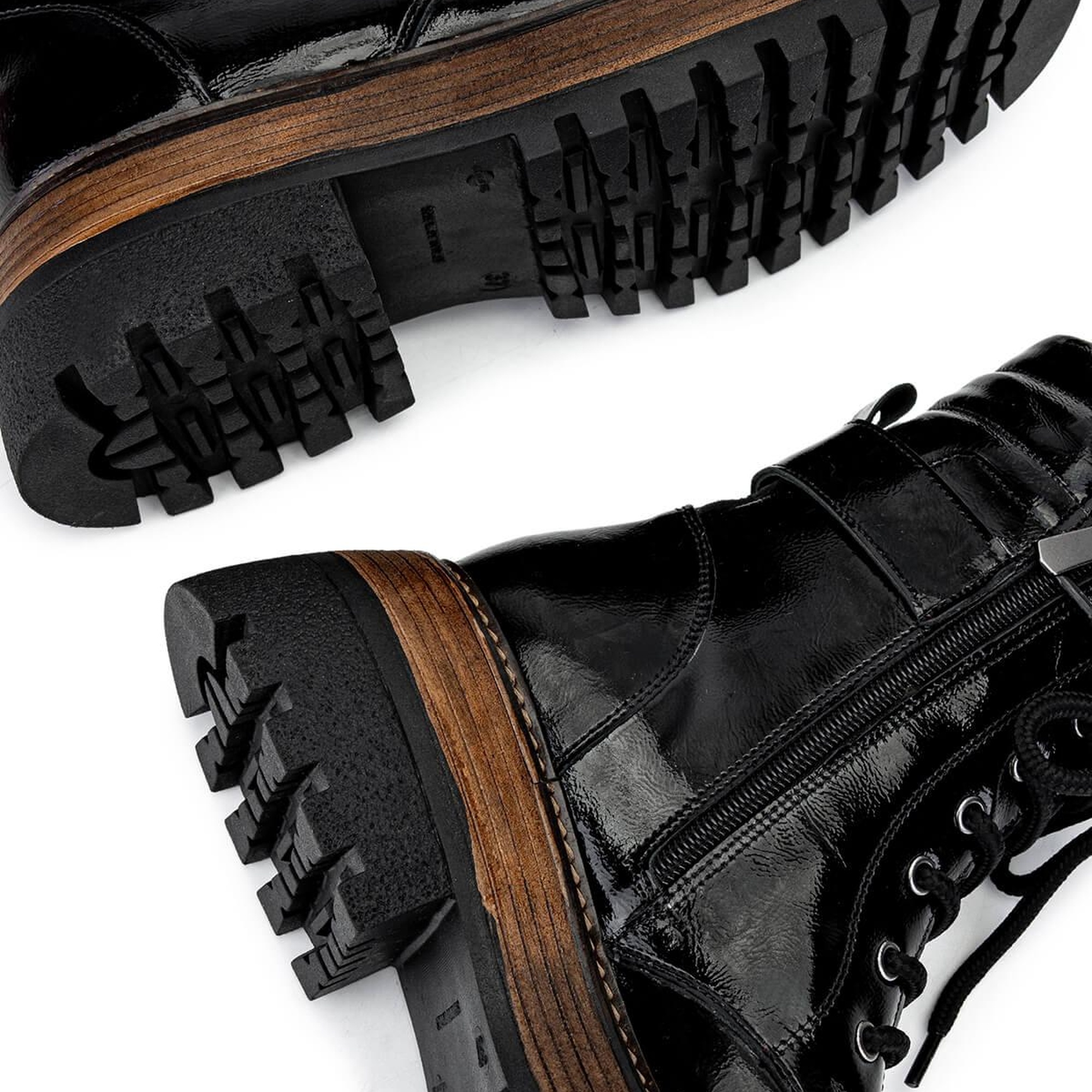 Tamer Tanca Kadın Hakiki Deri Siyah Rugan Casual Bot