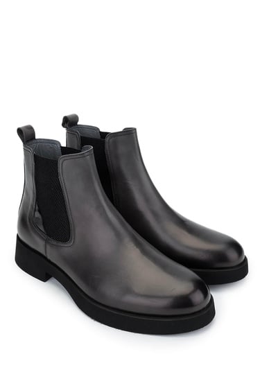  Tamer Tanca Erkek Hakiki Deri Gri Casual Bot