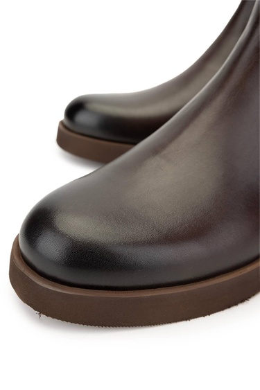  Tamer Tanca Erkek Hakiki Deri Kahverengi Casual Bot