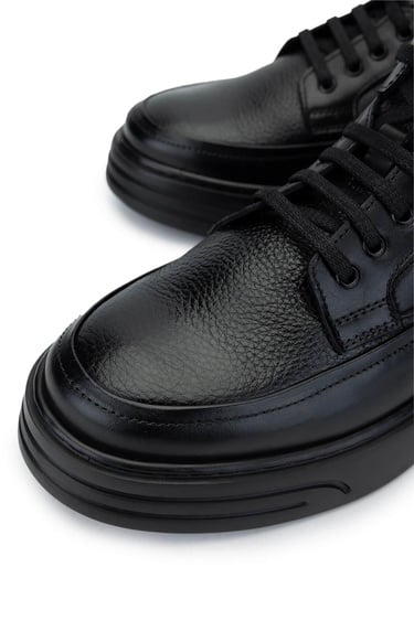  Tamer Tanca Erkek Hakiki Deri Siyah Casual Bot